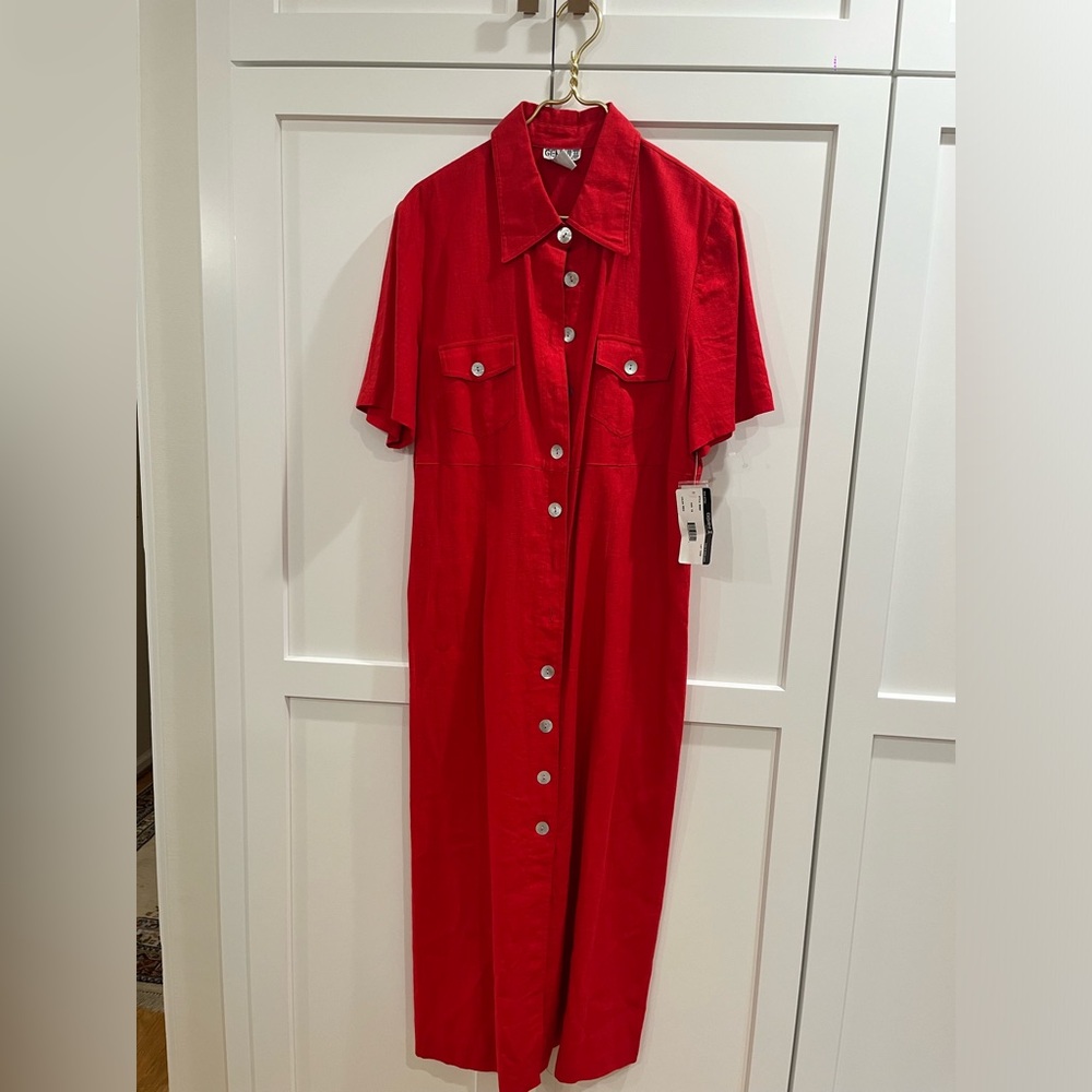 Red Linen Maxi Dress